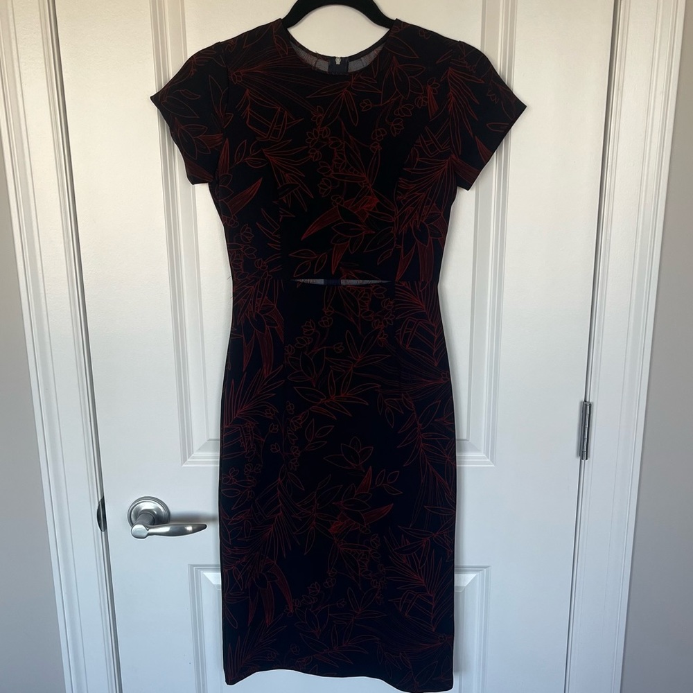 Babaton body con dress with horizontal rib cutout